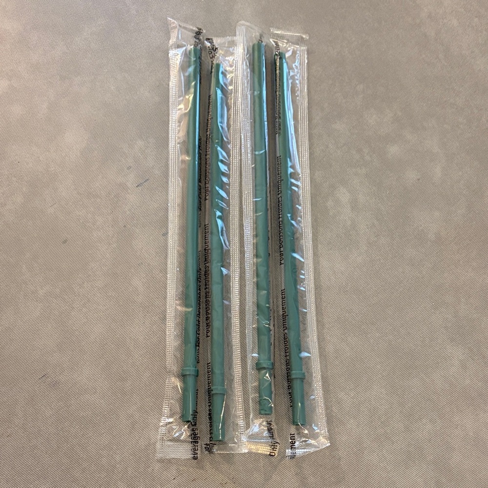 Set of 4 Reusable Hard Plastic Dark Green Straws